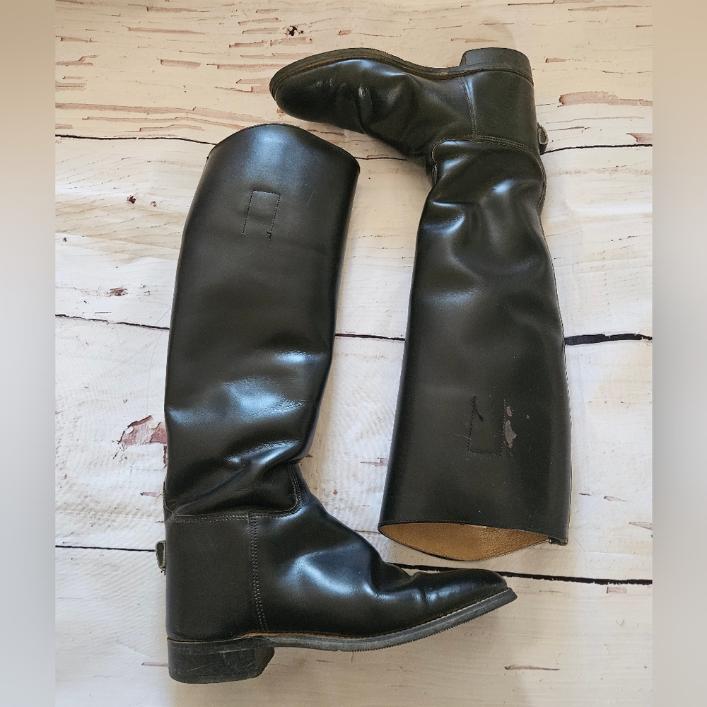 Marlboro English Horse Riding Tall Black Leather Boots Size (EU 4 1/2) US 7 - Picture 3 of 11